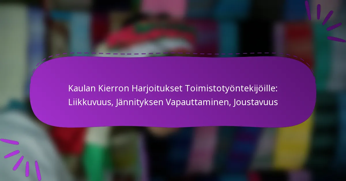 Kaulan Kierron Harjoitukset Toimistotyöntekijöille: Liikkuvuus, Jännityksen Vapauttaminen, Joustavuus