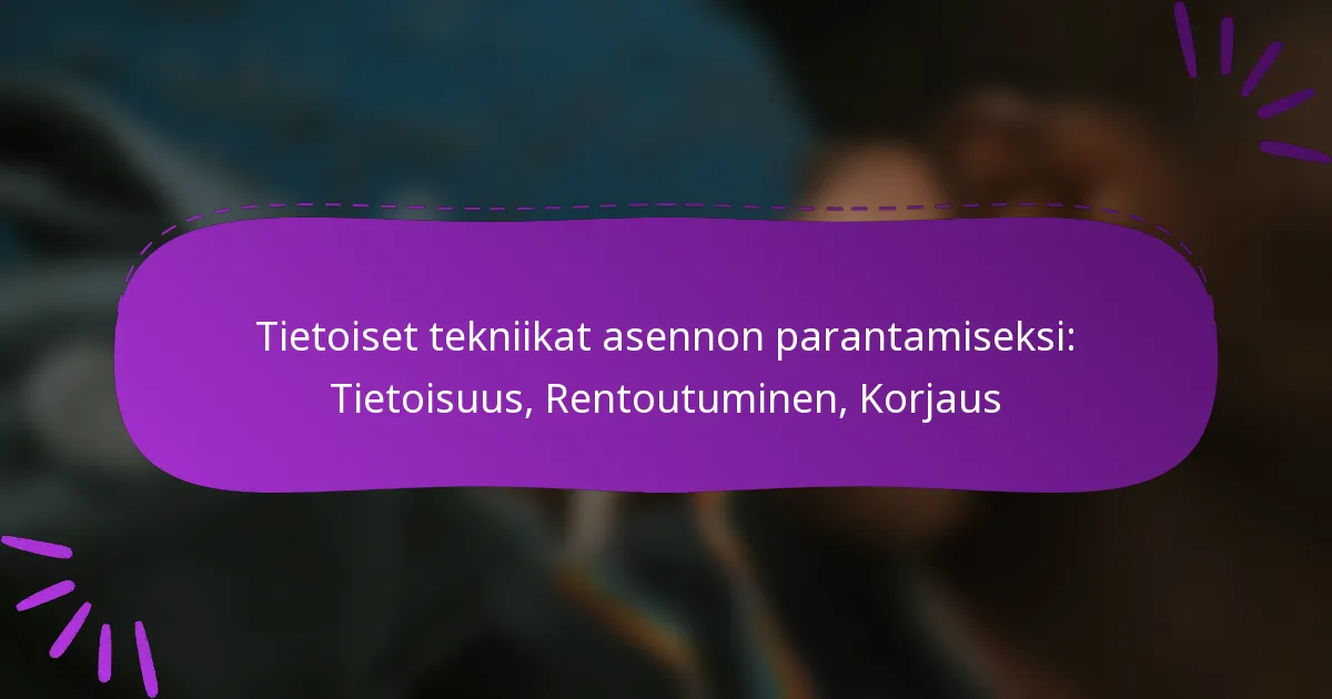Tietoiset tekniikat asennon parantamiseksi: Tietoisuus, Rentoutuminen, Korjaus