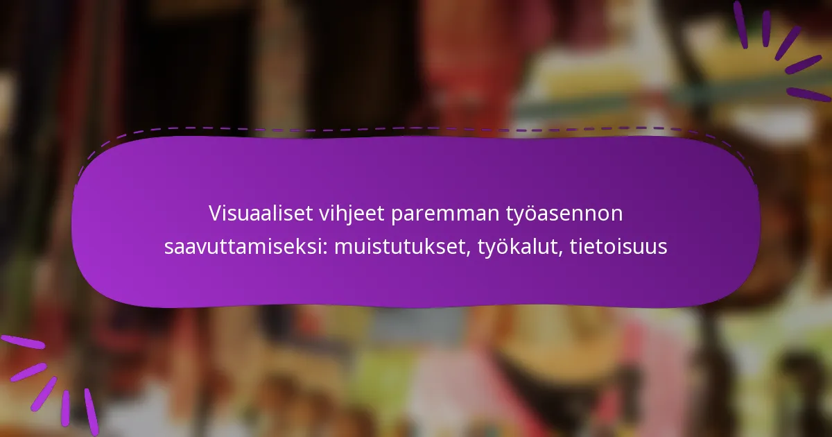Visuaaliset vihjeet paremman työasennon saavuttamiseksi: muistutukset, työkalut, tietoisuus